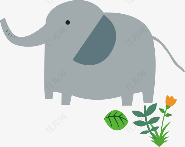卡通动物大象插画矢量素材