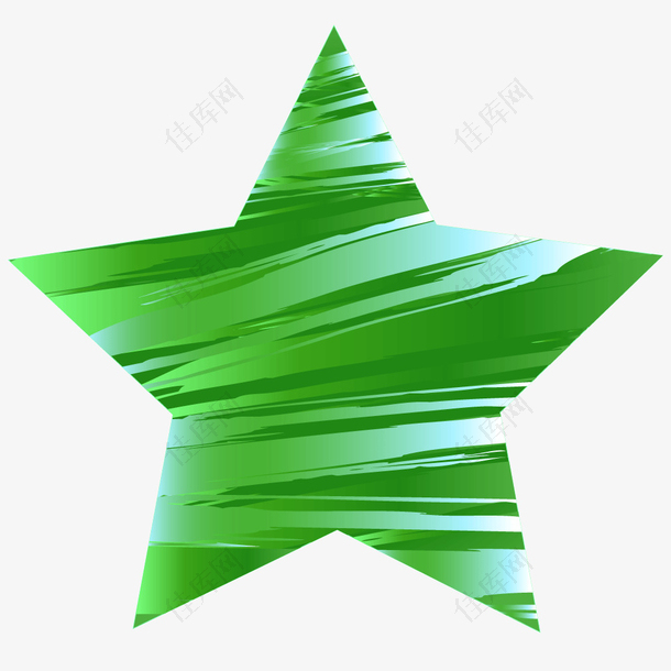 绿色条纹质感五角星
