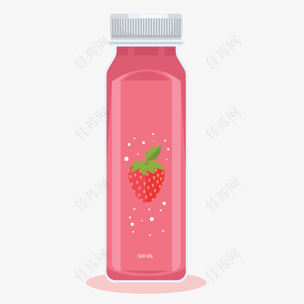 矢量手绘草莓饮料