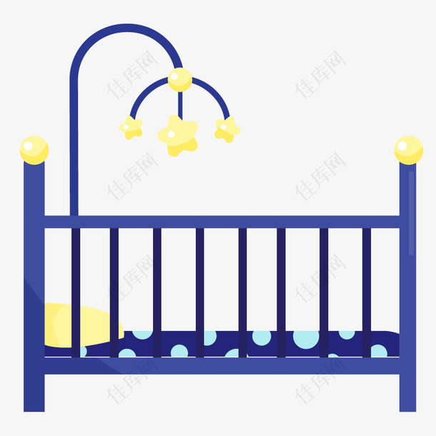 可爱的婴儿物品儿童床矢量素材