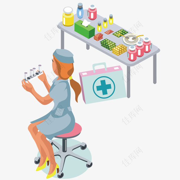 医疗器材桌子和护士