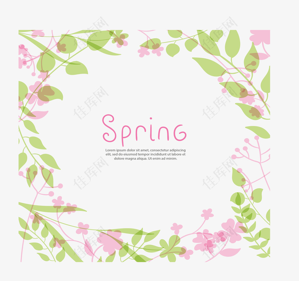 春季花枝边框背景矢量图