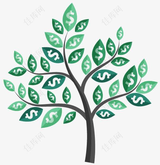 创意美元符号叶子树矢量图