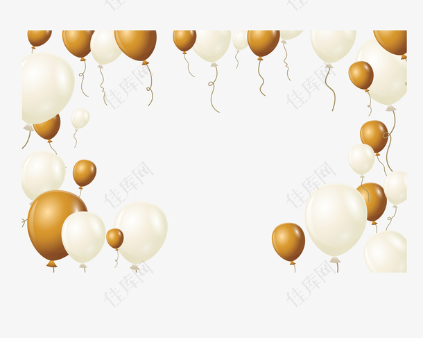 漂浮金色气球边框