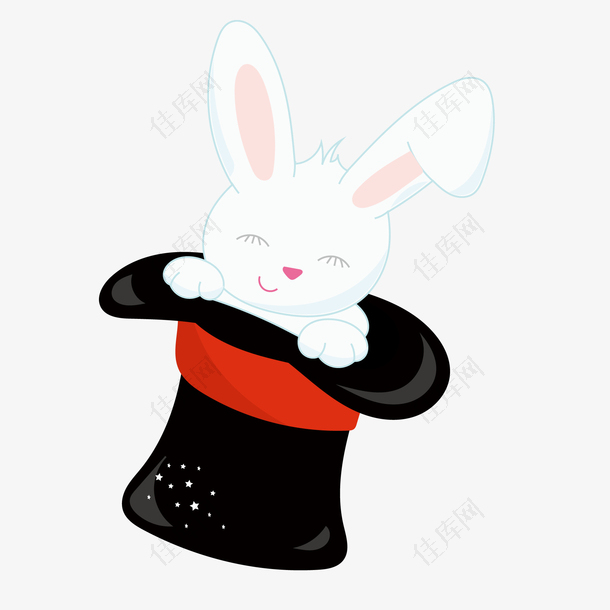 卡通魔术帽里的兔子设计