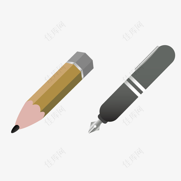 灰色铅笔钢笔画笔