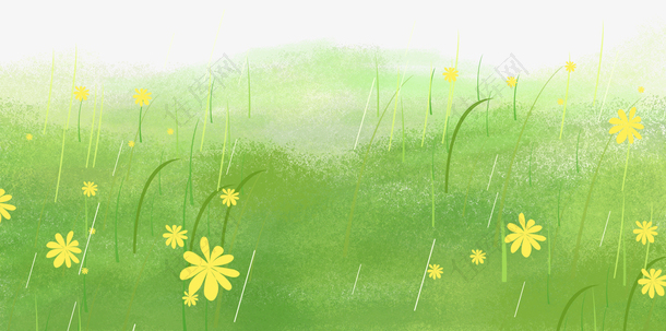 插画绿色草丛草地鲜花