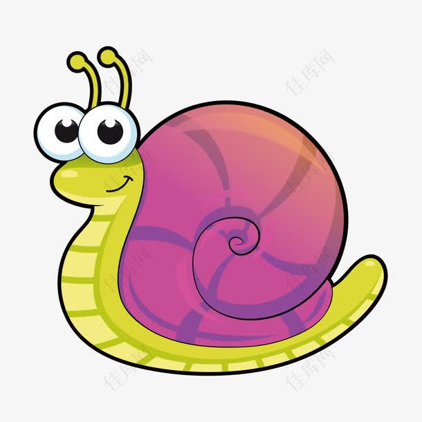 矢量大眼紫色蜗壳蜗牛