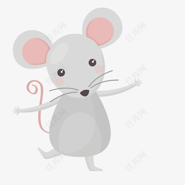 可爱大耳朵灰色小老鼠