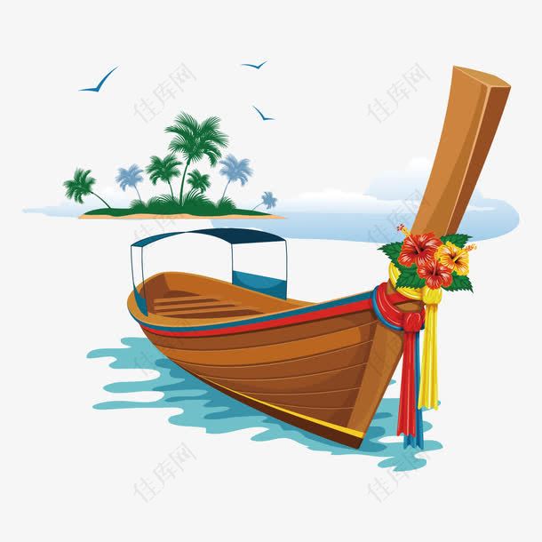 椰子树和船
