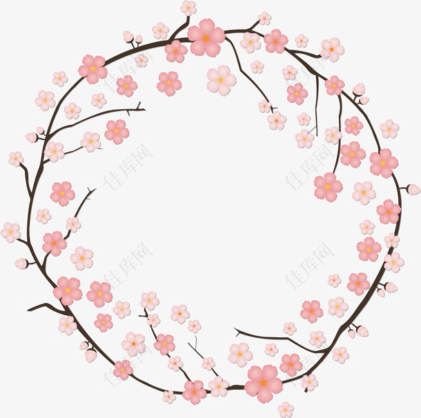 粉红日本樱花花环
