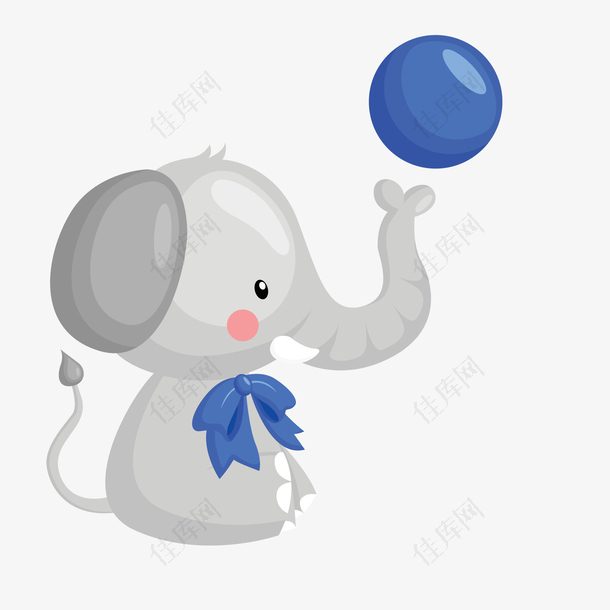 卡通玩皮球的大象设计
