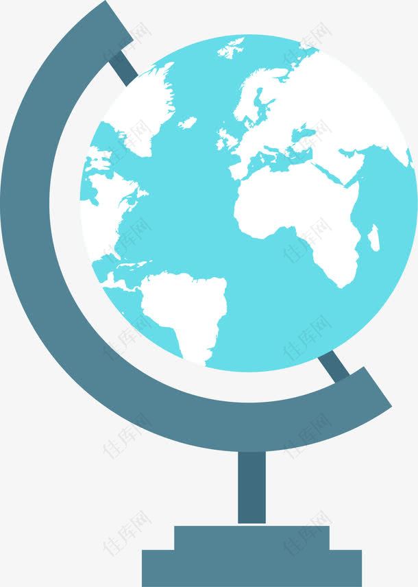 蓝色地球仪世界旅游设计图标素材