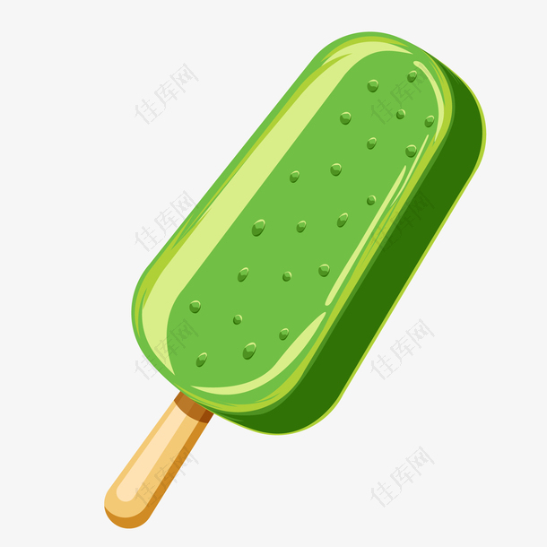 绿色圆弧雪糕食物元素