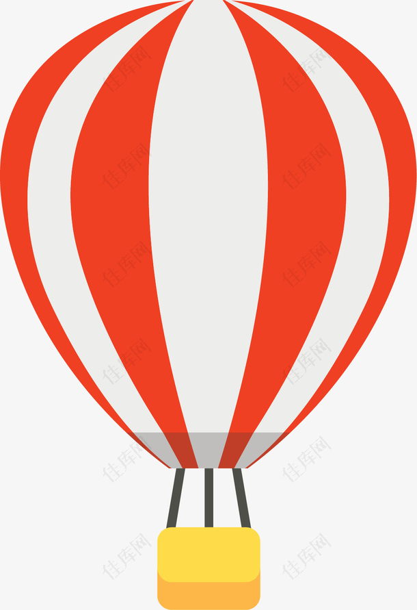 红白条纹矢量热气球