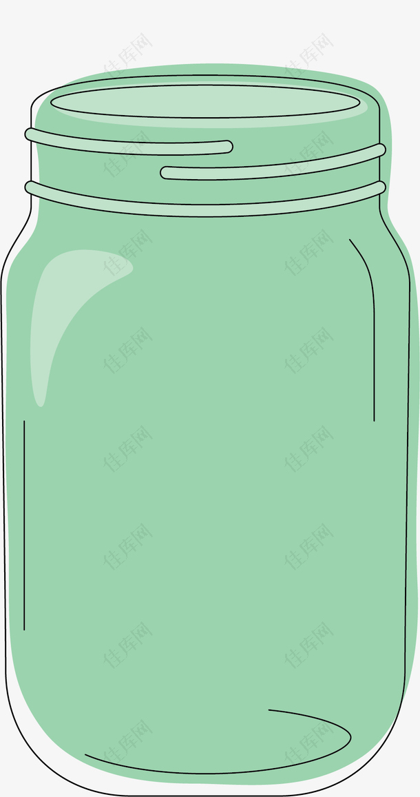 透明绿色平口罐子