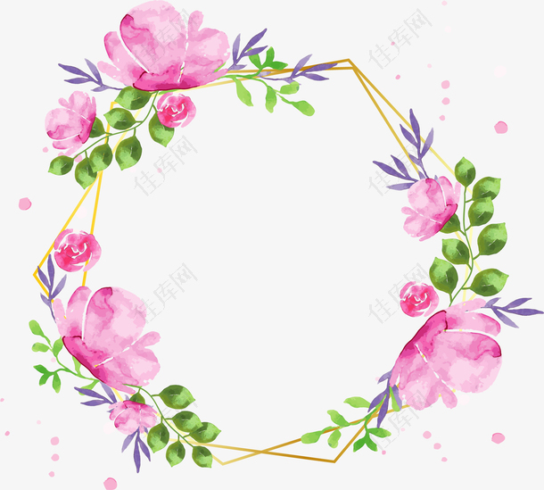 浪漫粉色花朵边框