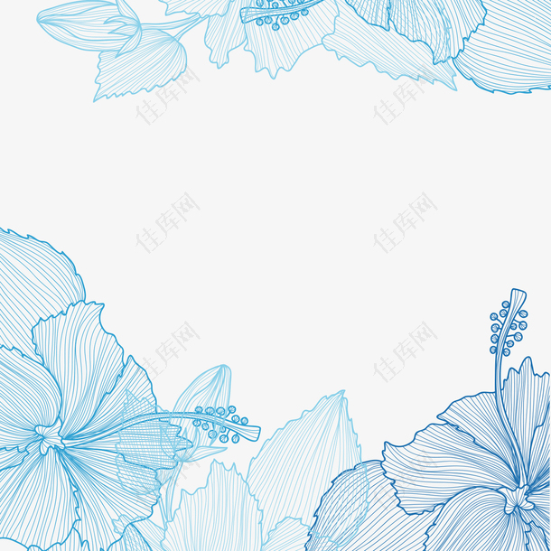 母亲节蓝色花朵装饰几何背景