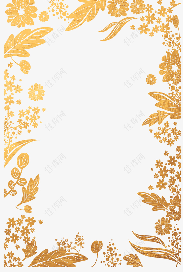 金色树叶婚礼边框