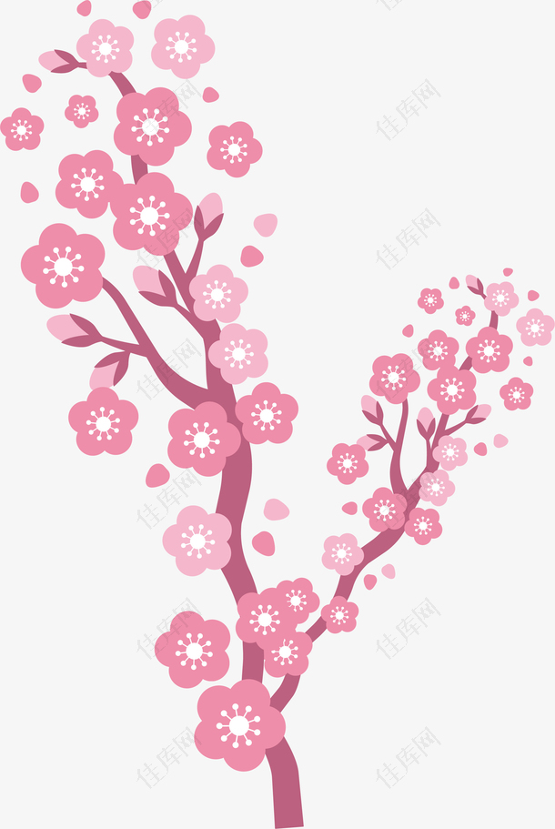创意粉色樱花花朵花骨朵设计素材