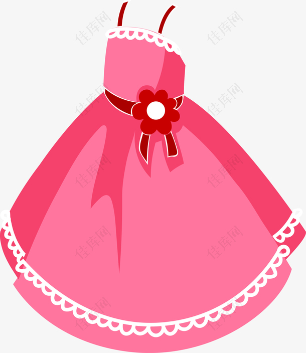卡通手绘粉色连衣裙