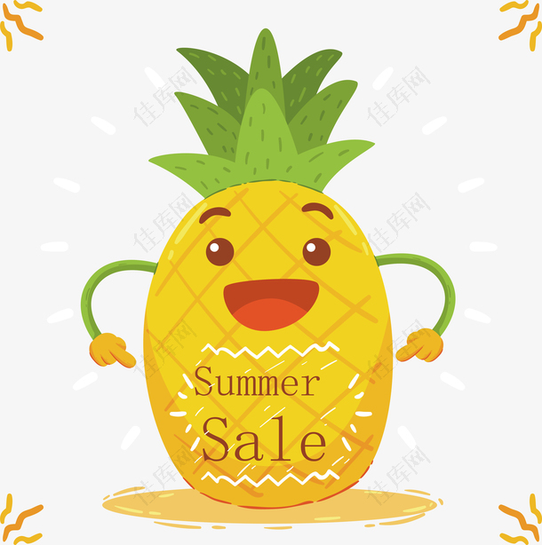 夏季菠萝插画设计