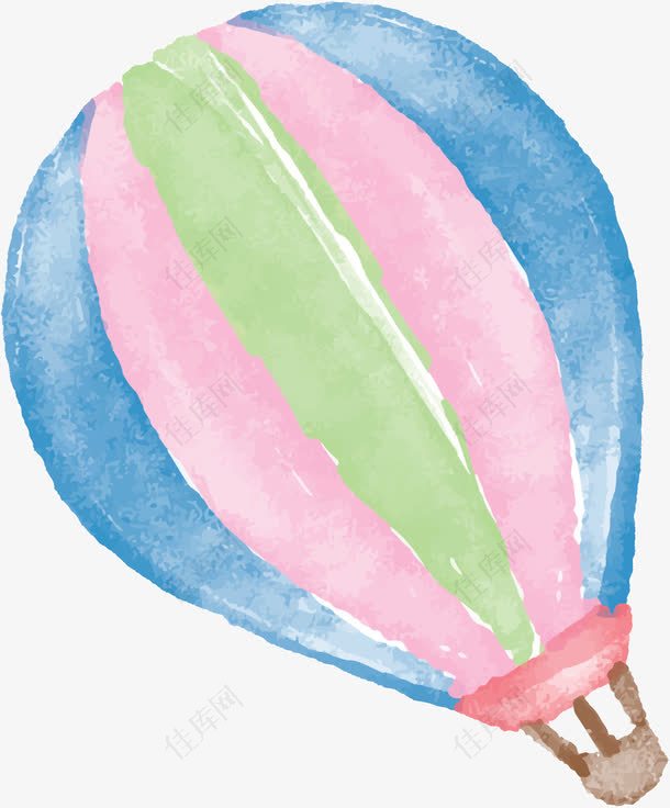 粉蓝色手绘热气球