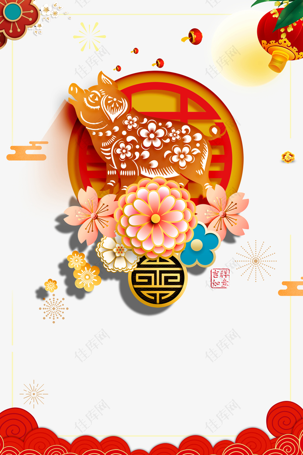春节背景装饰系列元素