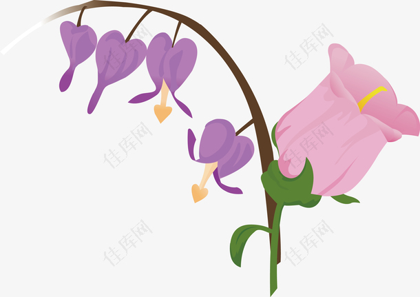 卡通紫色简笔花朵