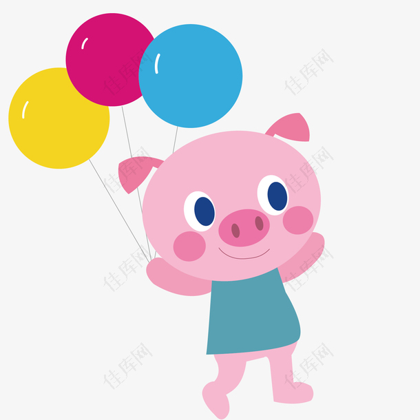 气球小猪矢量卡通