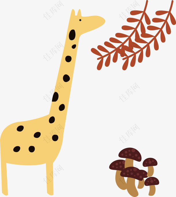 卡通动物长颈鹿插画矢量素材