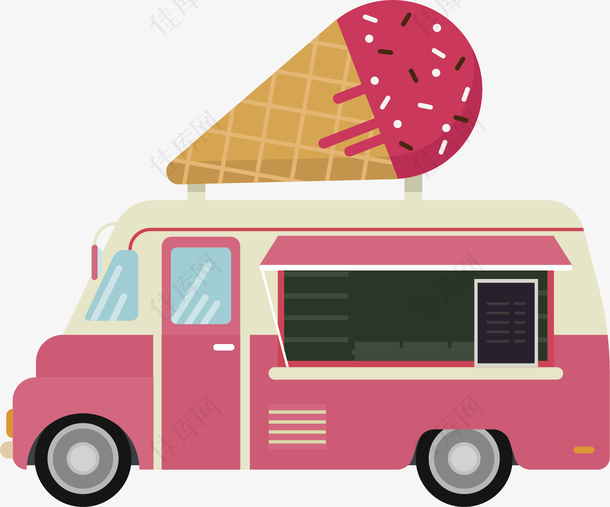 矢量图移动的彩色冰淇淋车