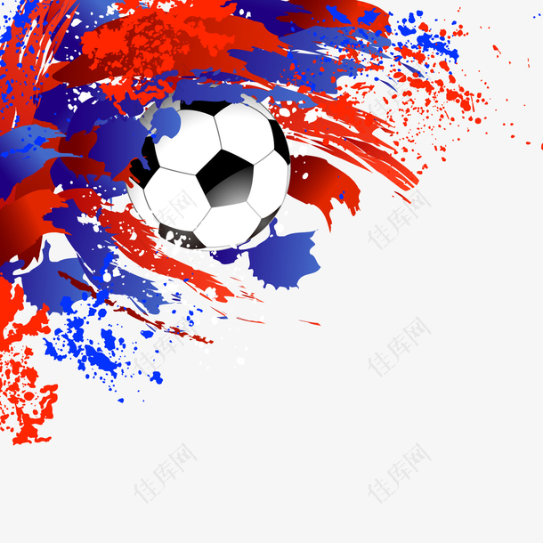 彩色创意笔触世界杯足球元素