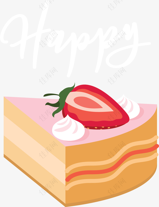 可爱卡通草莓蛋糕