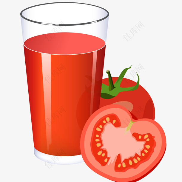 新鲜番茄汁矢量插画