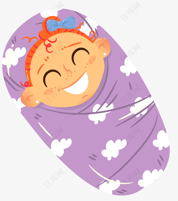 紫色包袱喜乐表情可爱卡通婴儿矢