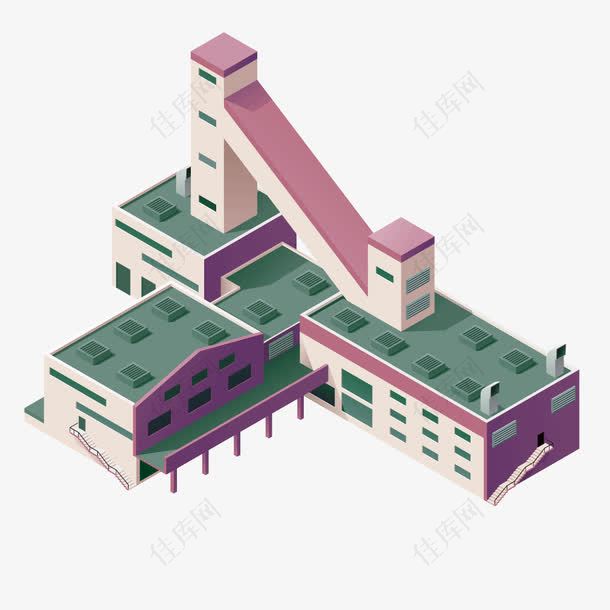 紫色工厂建筑