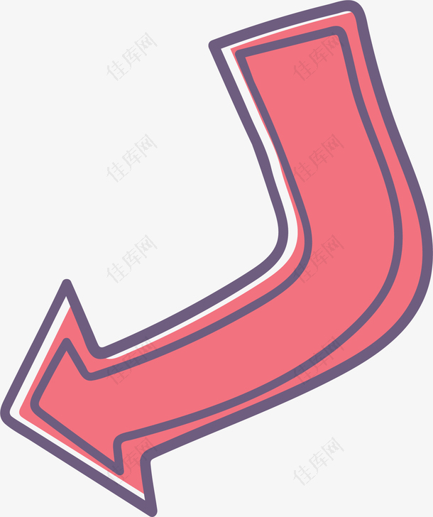 粉红色手绘直角箭头