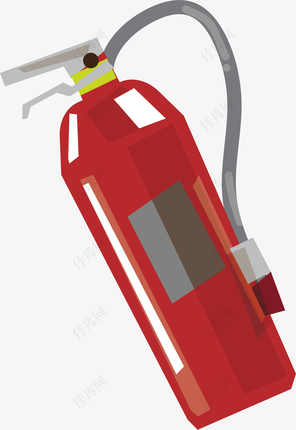 矢量图水彩红色消防器