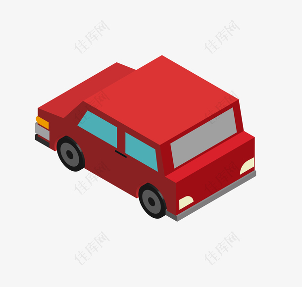 卡通红色的小汽车车辆矢量图