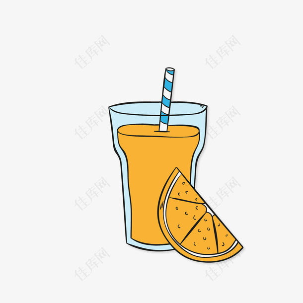 一杯橙色的橙子汁饮料