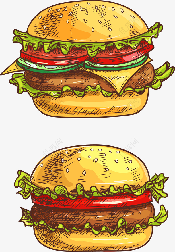 手绘美食汉堡图片