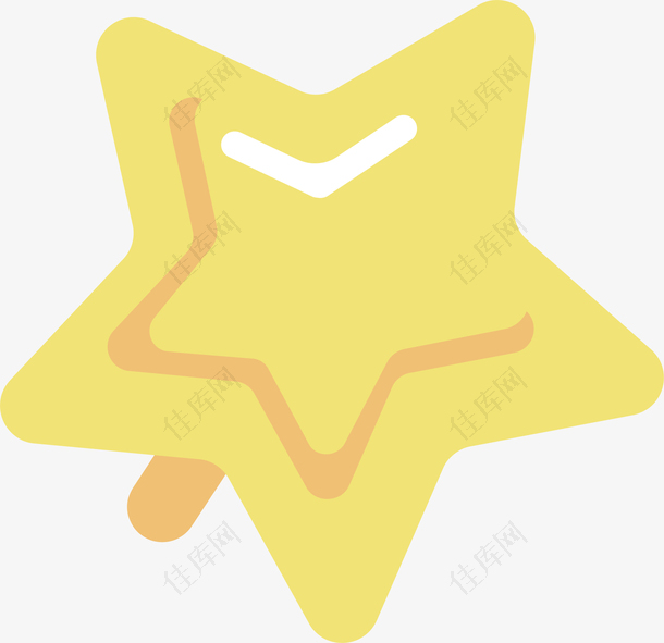 清新水彩黄色五角星冰激凌矢量素