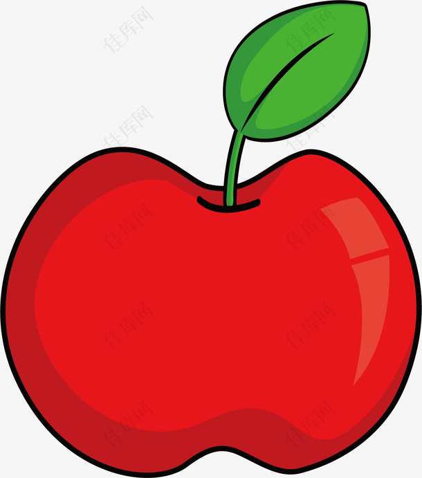 矢量图一个美味的红苹果