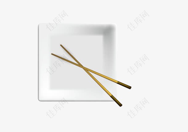 矢量图扁平化方形碗碟筷子