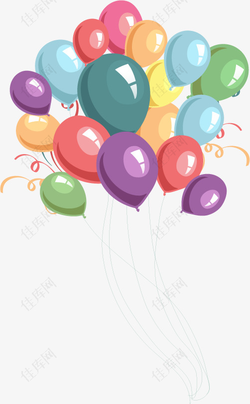 矢量手绘彩色气球