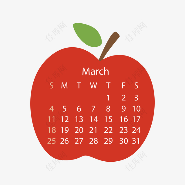 红色苹果2018年3月水果日历