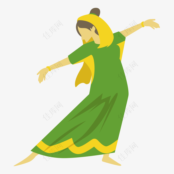 新疆舞舞蹈跳舞剪影矢量