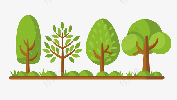 绿色树木植物矢量图