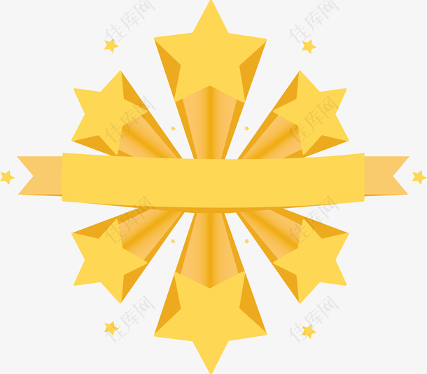 金黄色五角星标题框